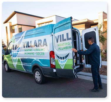 Technician opening back of van